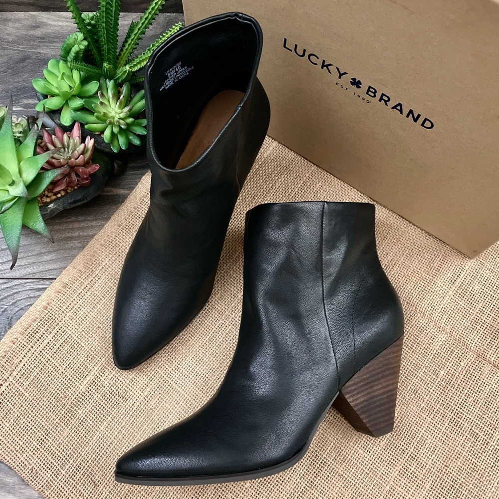 NIB Lucky Brand Munise Leather Ankle Boots Bootie